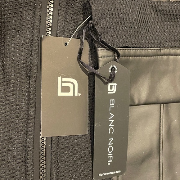 New, Blanc Noir Black Vegan Leather Jacket with Mesh Details. - Picture 3 of 4